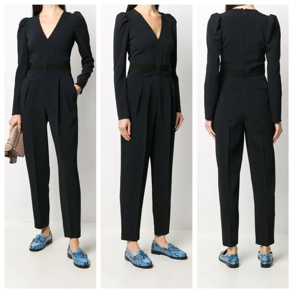 NWT RED Valentino Bow Detail Stretch Crepe Long Sleeve Tuxedo Jumpsuit in Black - Picture 3 of 16